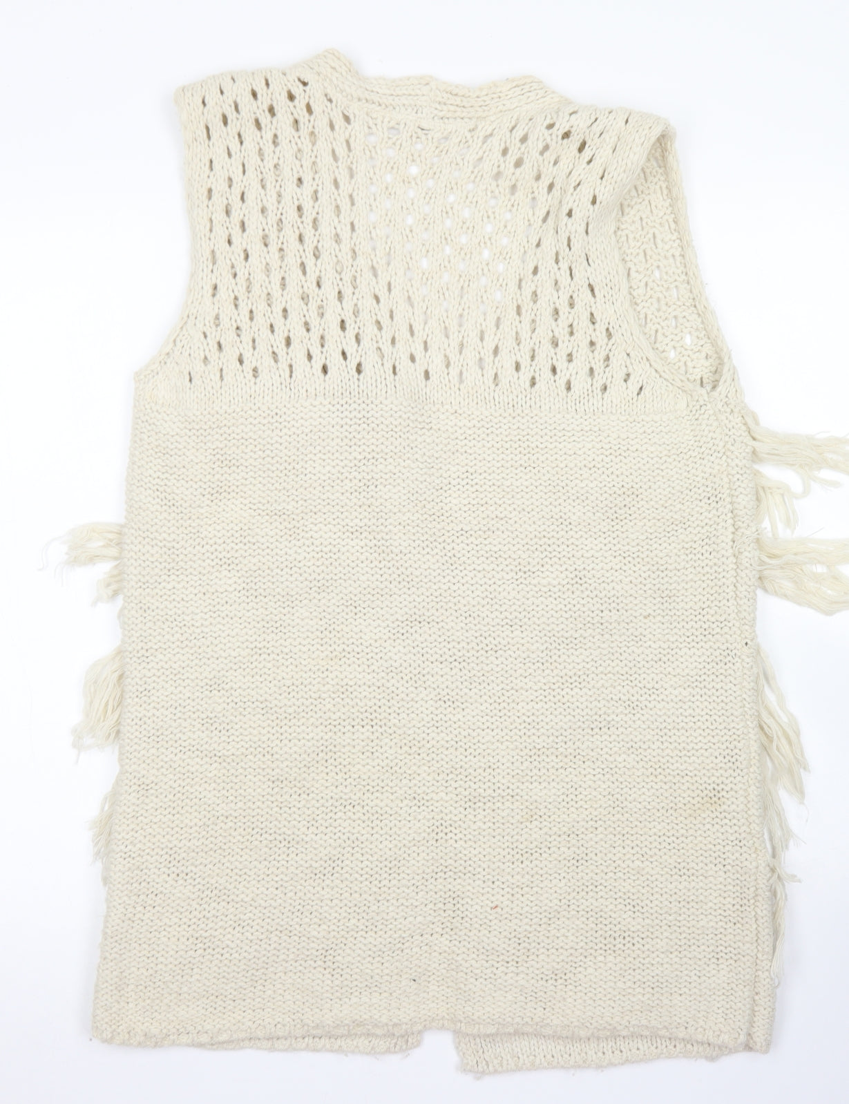 South Womens Ivory Round Neck  Acrylic Cardigan Jumper Size 8
