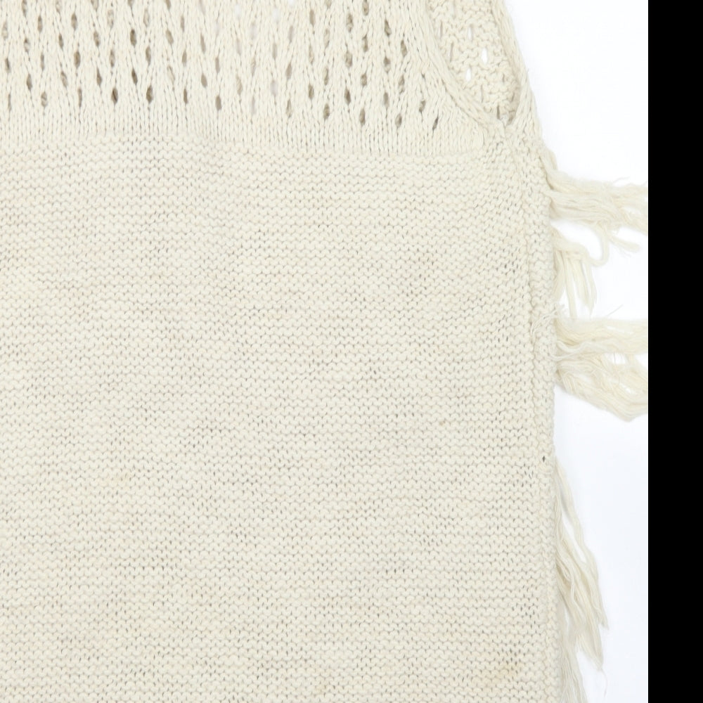South Womens Ivory Round Neck  Acrylic Cardigan Jumper Size 8