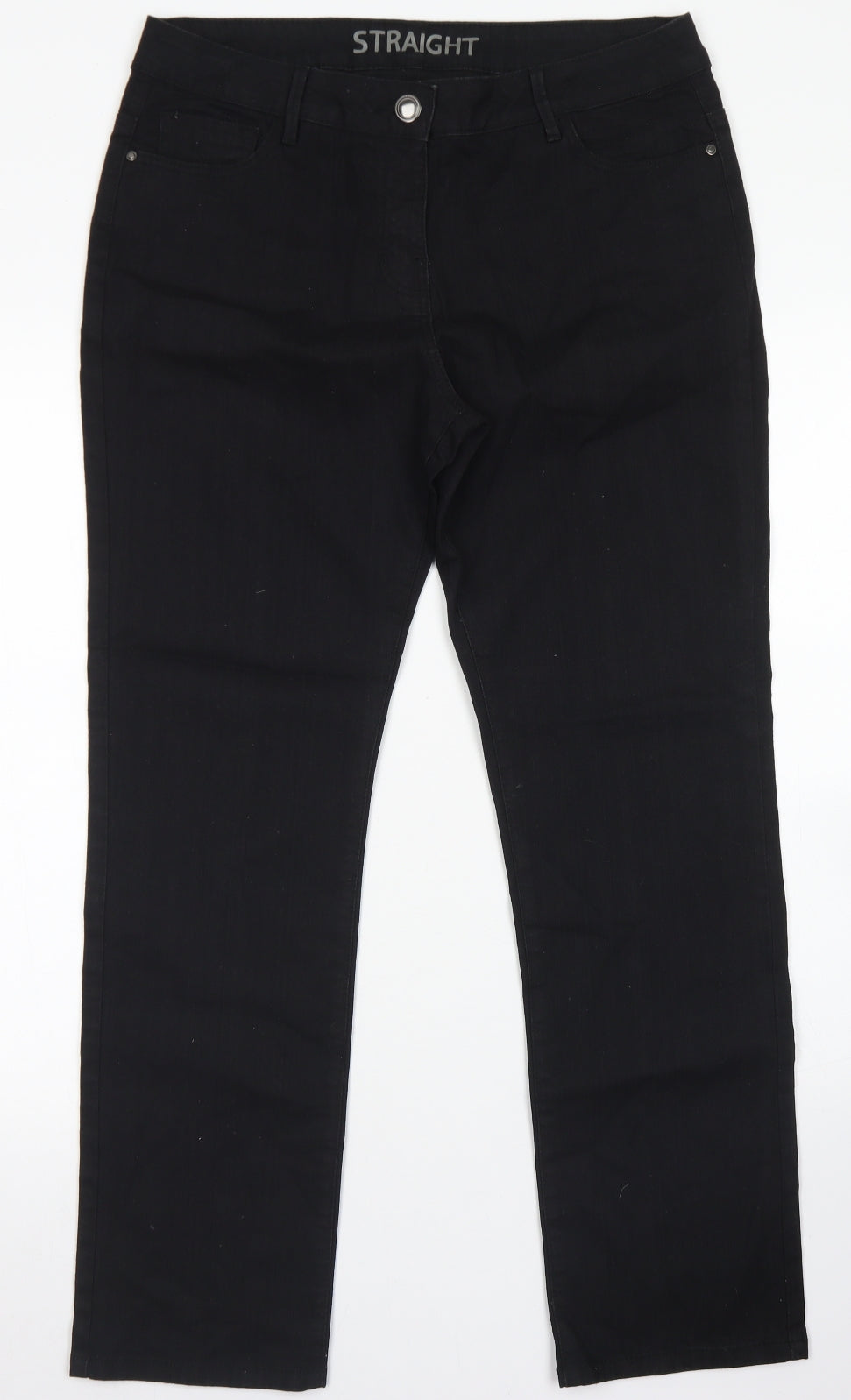George Womens Black  Cotton Straight Jeans Size 14 L28 in Regular Button