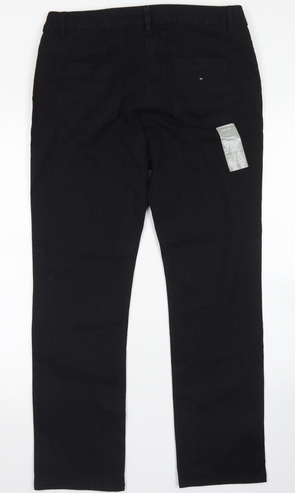 George Womens Black  Cotton Straight Jeans Size 14 L28 in Regular Button