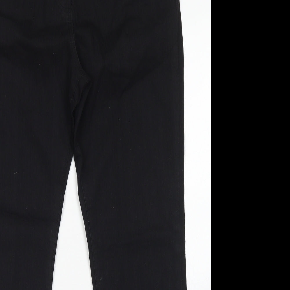 George Womens Black  Cotton Straight Jeans Size 14 L28 in Regular Button