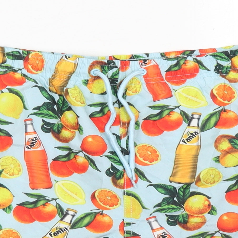 Coca Cola Mens Blue Floral Polyester Athletic Shorts Size 2XL  Regular Drawstring - Fanta