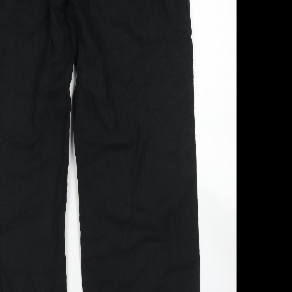 NEXT Womens Black  Linen Chino Trousers Size 14 L29 in Regular Drawstring