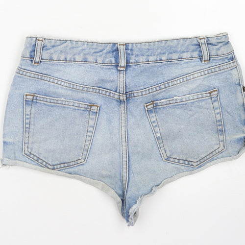 Topshop Womens Blue  Cotton Hot Pants Shorts Size 28 in  Regular Button