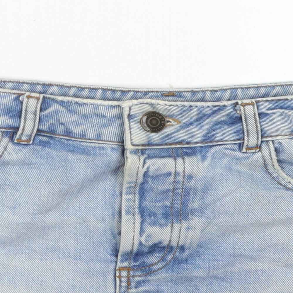 Topshop Womens Blue  Cotton Hot Pants Shorts Size 28 in  Regular Button