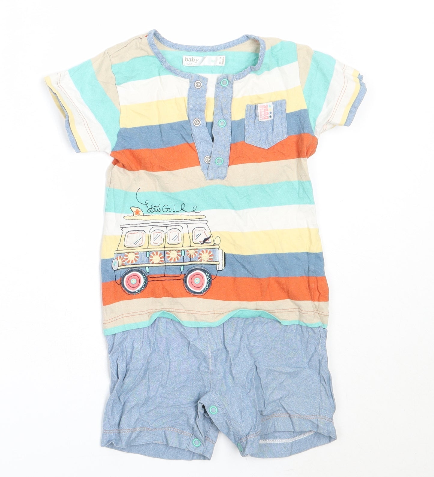 M&Co Boys Blue  Cotton Romper One-Piece Size 18-24 Months