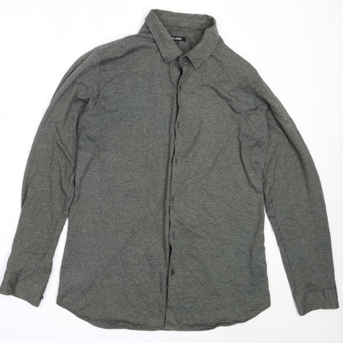 Zudio Mens Green  Cotton  Button-Up Size 2XL Collared