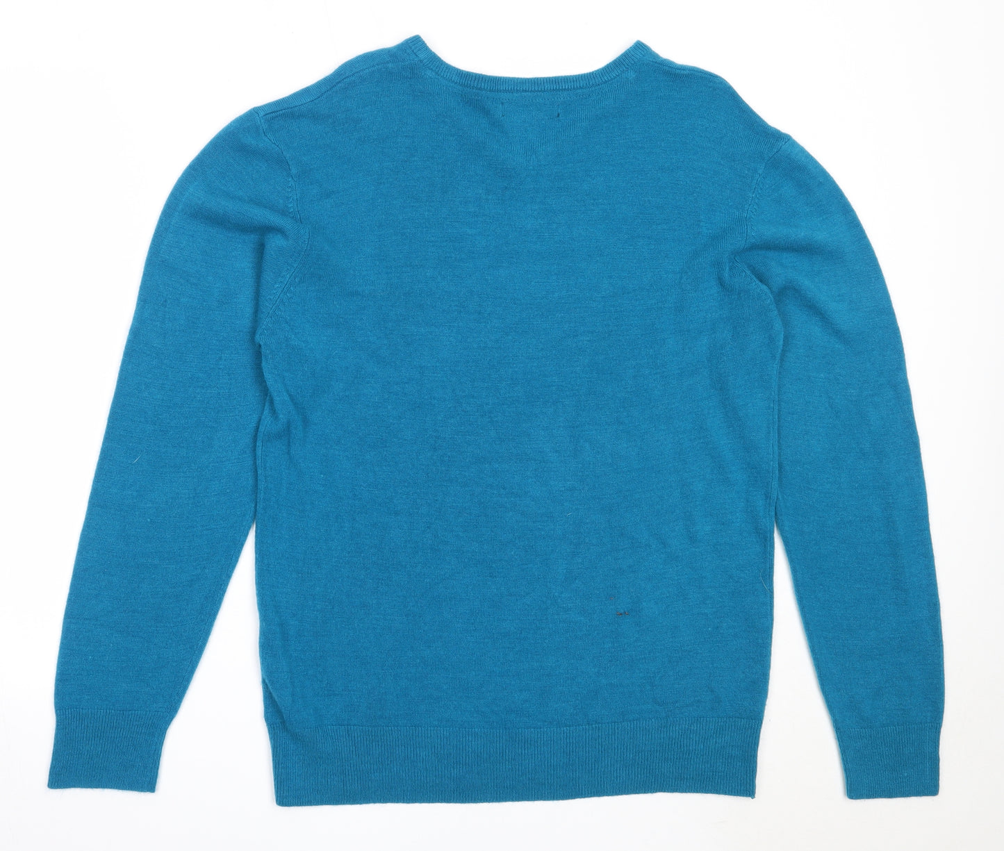 Peacocks Mens Blue V-Neck  Acrylic Pullover Jumper Size L