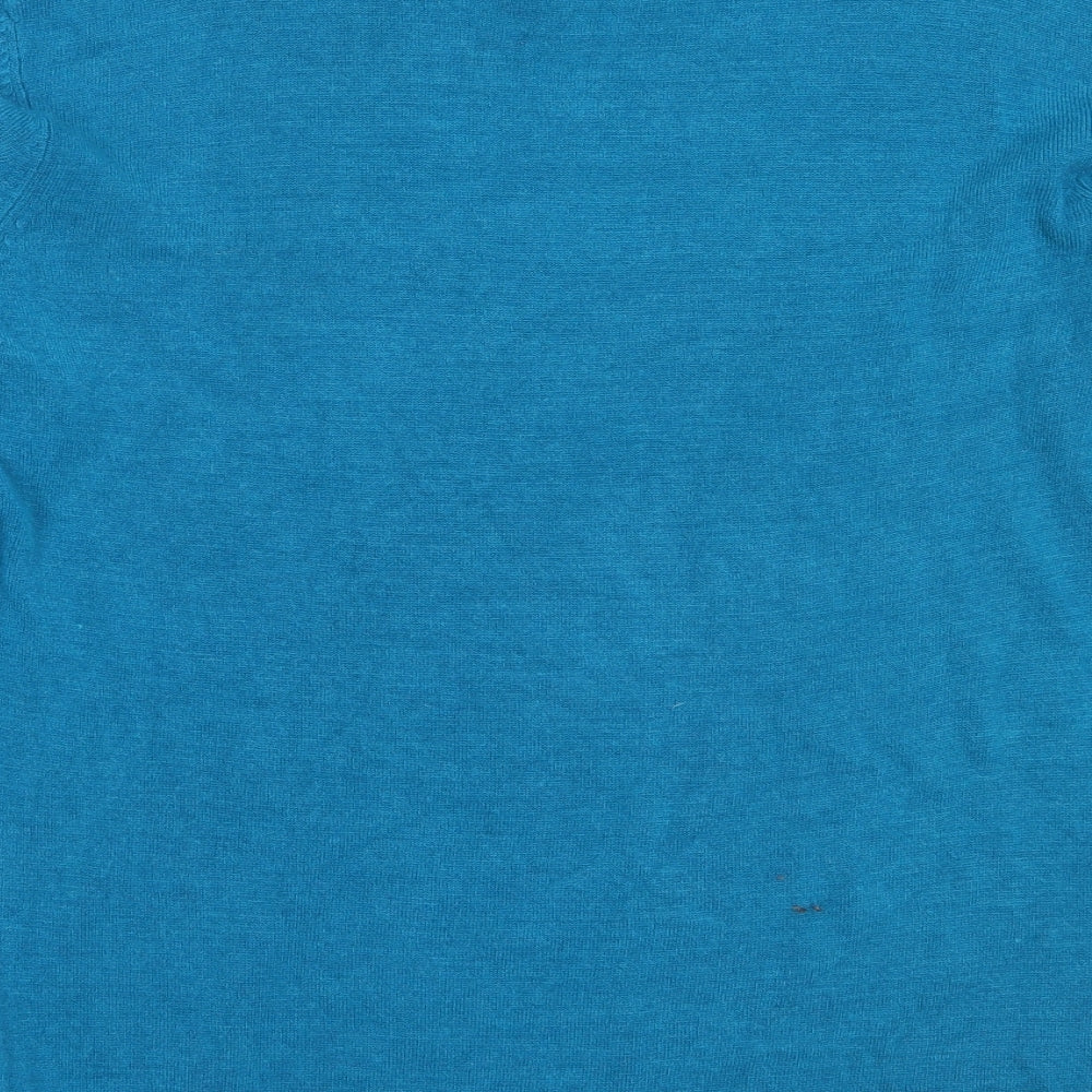 Peacocks Mens Blue V-Neck  Acrylic Pullover Jumper Size L