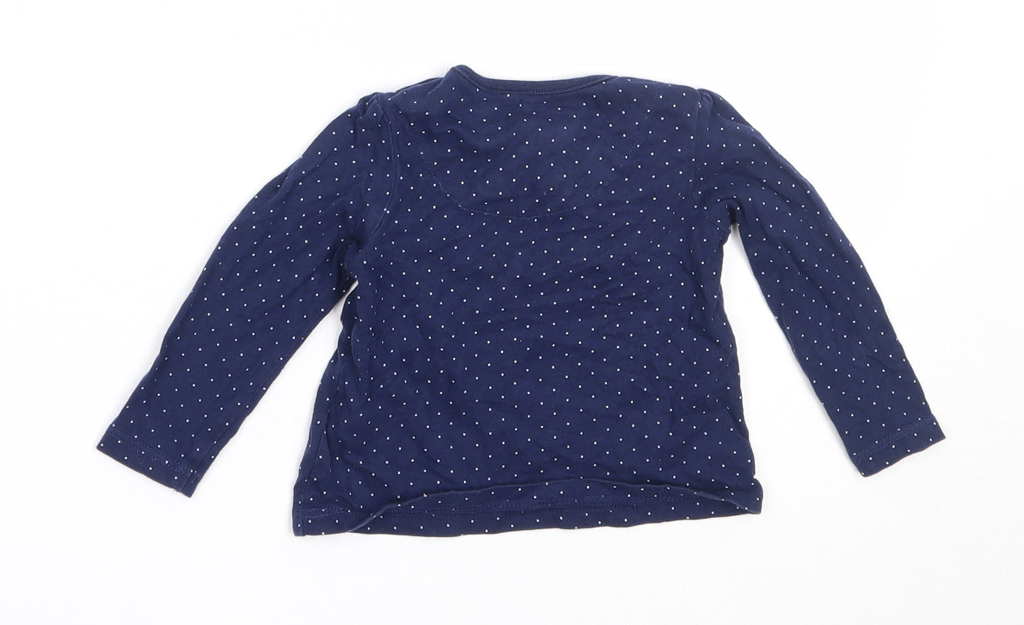 TU Girls Blue Spotted Cotton Basic T-Shirt Size 3-6 Months Round Neck