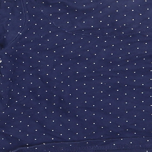 TU Girls Blue Spotted Cotton Basic T-Shirt Size 3-6 Months Round Neck