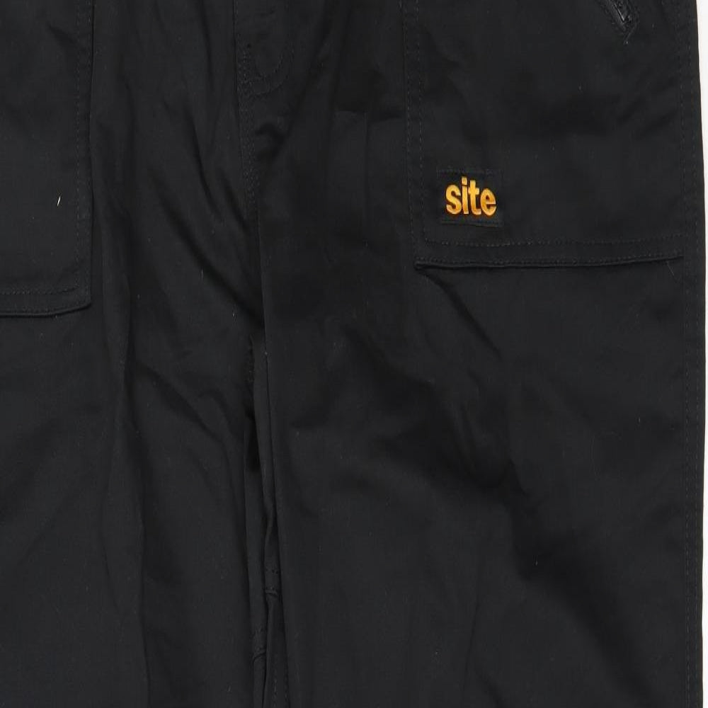 Site Mens Black  Cotton Cargo Trousers Size 40 in L32 in Regular