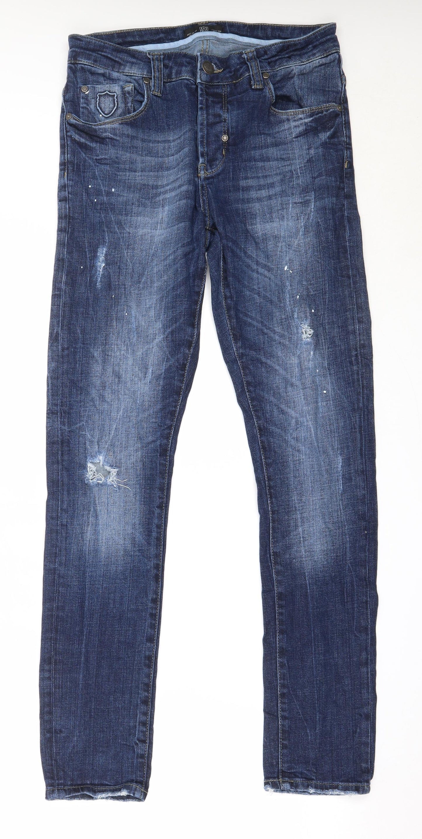 883 Police Mens Blue  Cotton Straight Jeans Size 30 in L31 in Regular