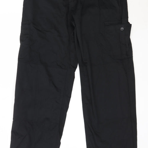 Black Knight Mens Black  Cotton Cargo Trousers Size 32 in L31 in Regular