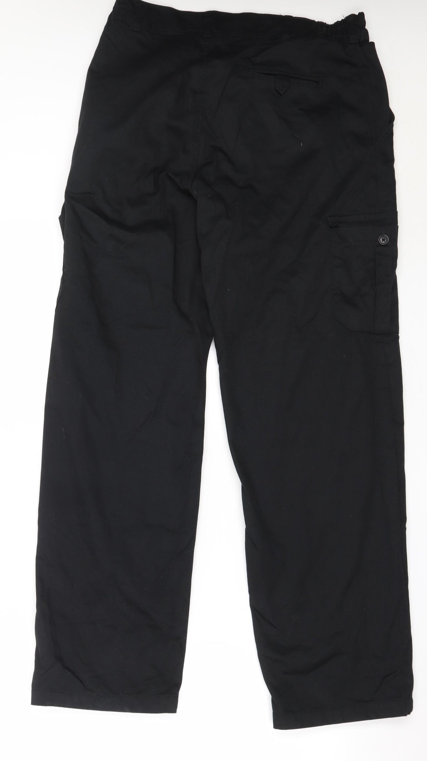 Black Knight Mens Black  Cotton Cargo Trousers Size 32 in L31 in Regular