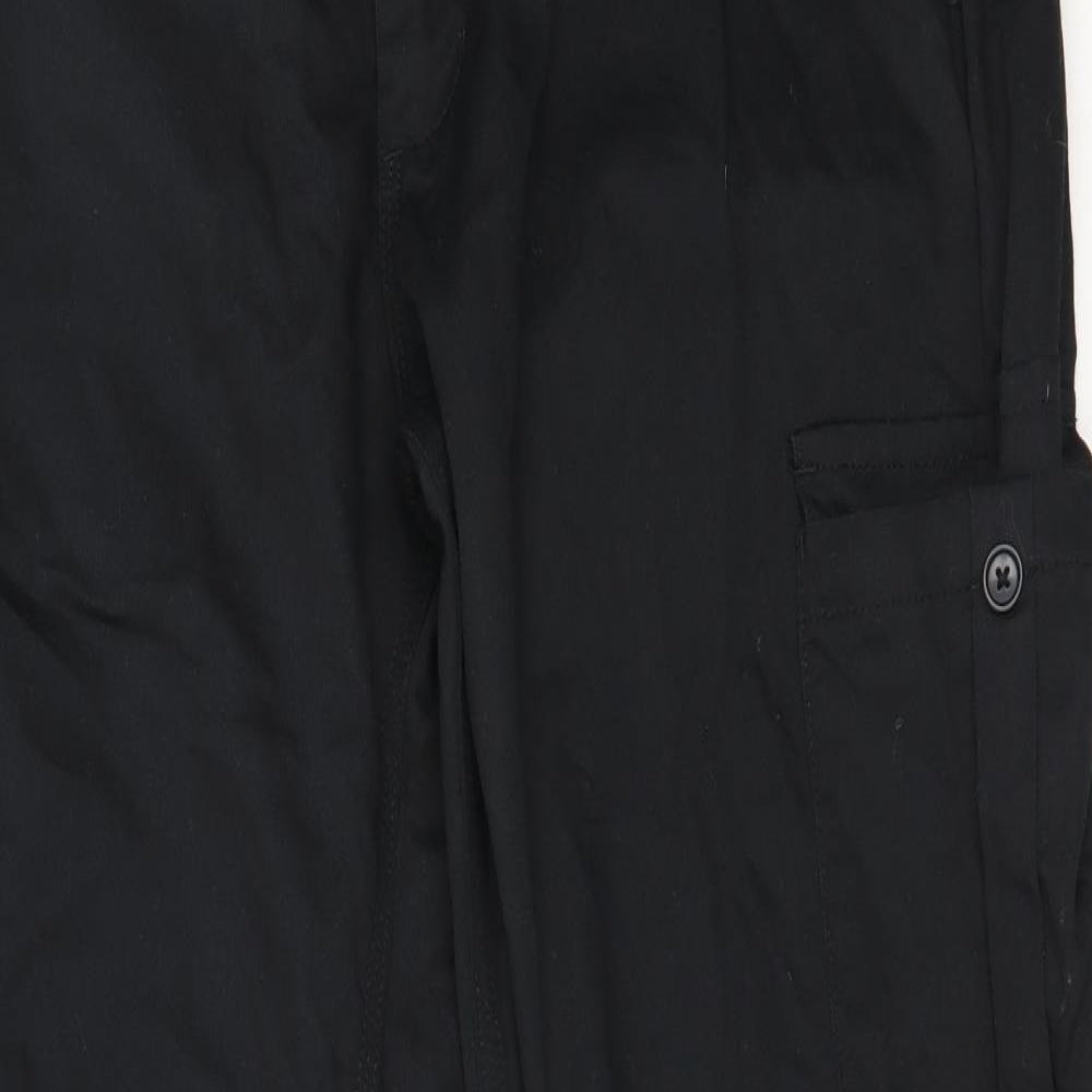 Black Knight Mens Black  Cotton Cargo Trousers Size 32 in L31 in Regular