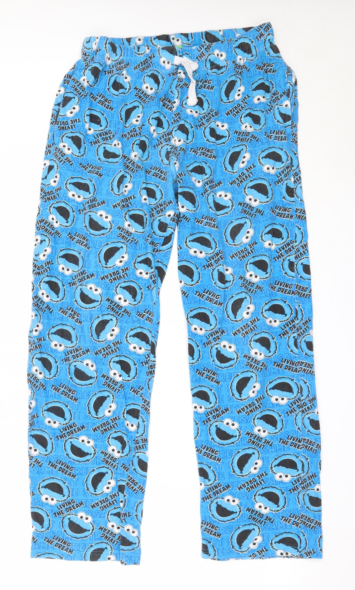 George Mens Blue Solid Cotton  Pyjama Pants Size M   - Sesame Street