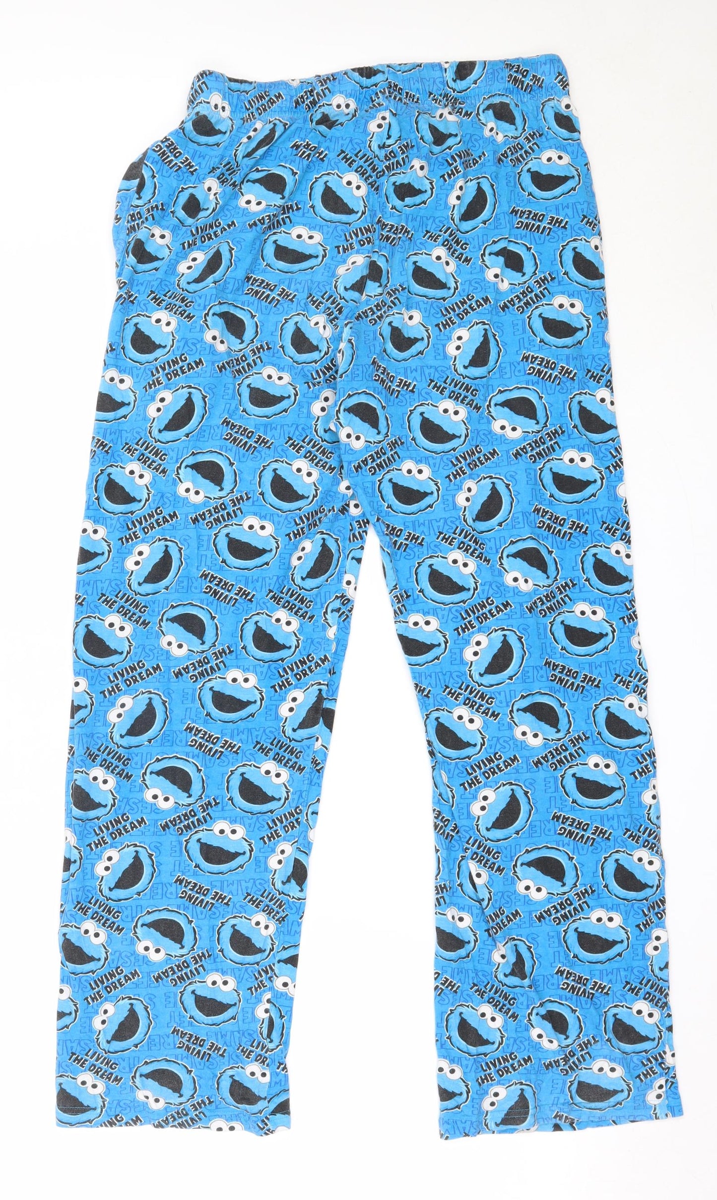 George Mens Blue Solid Cotton  Pyjama Pants Size M   - Sesame Street