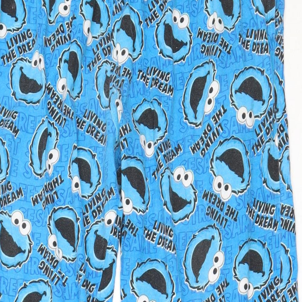 George Mens Blue Solid Cotton  Pyjama Pants Size M   - Sesame Street