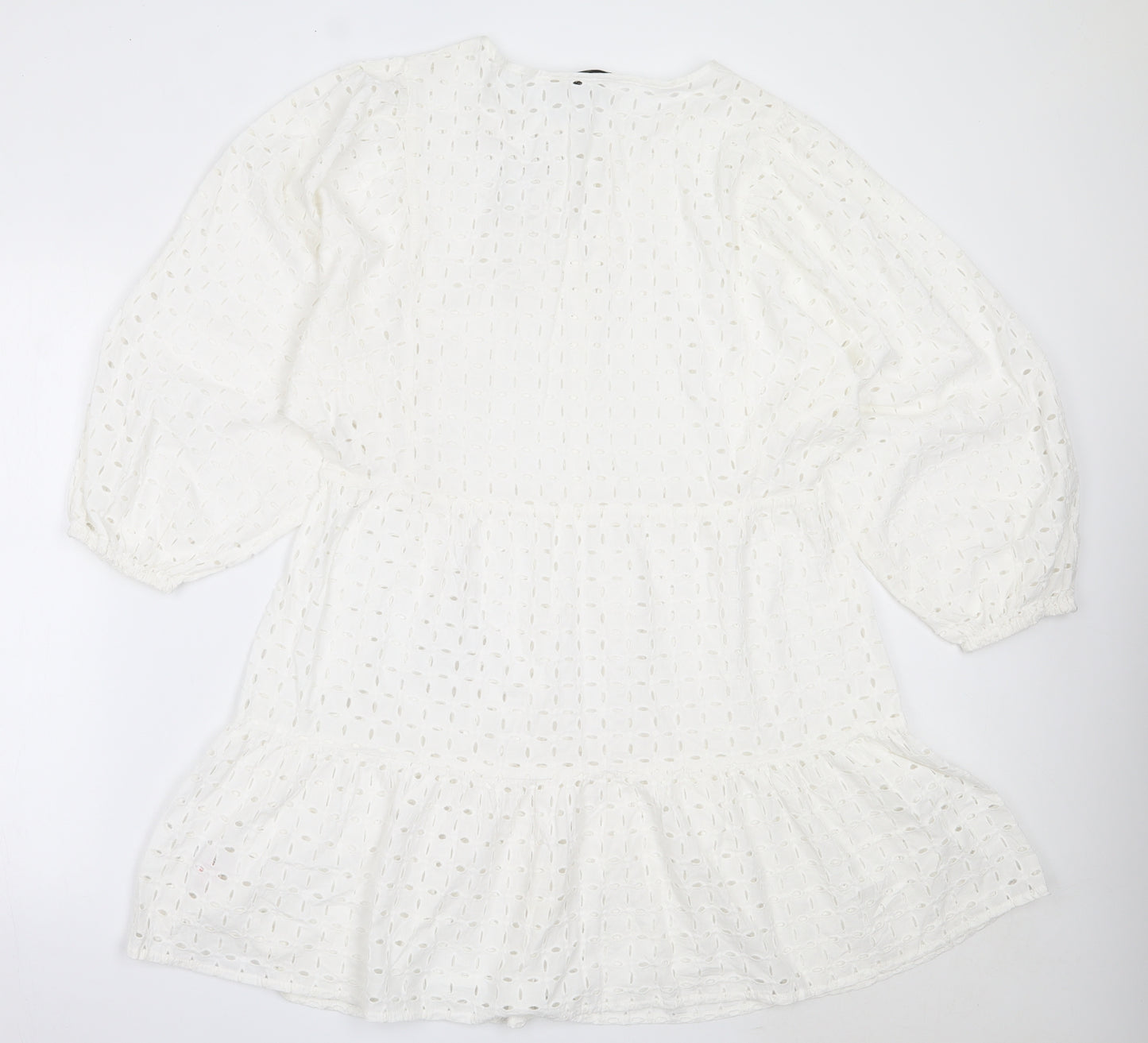 F&F Womens White  Cotton Fit & Flare  Size 14  V-Neck