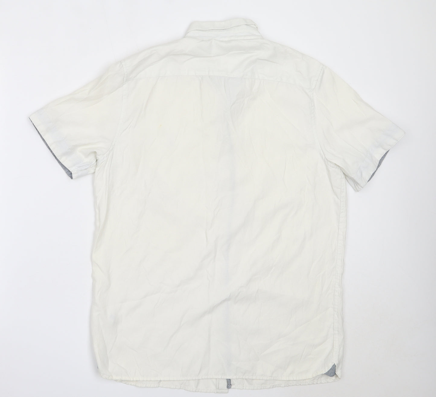 Primark Mens Ivory  Polyester  Button-Up Size L Collared