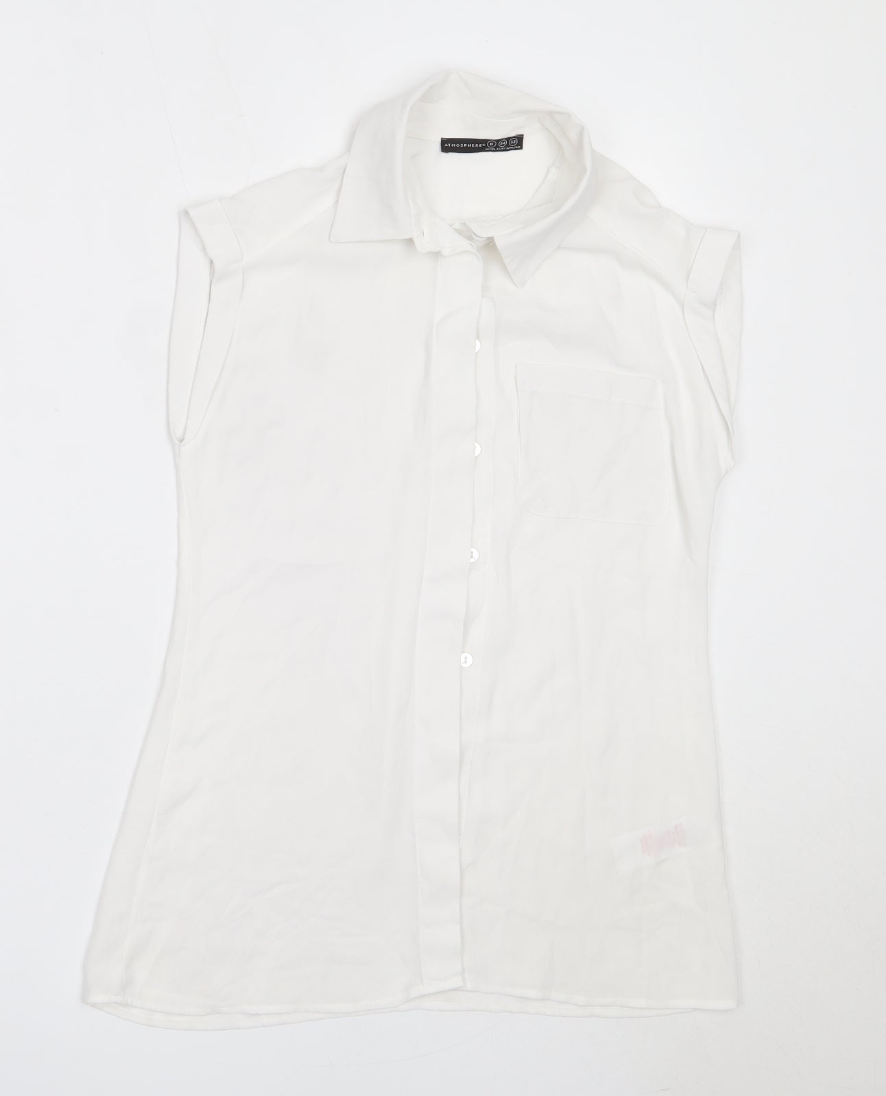 Atmosphere Womens Ivory  Polyester Basic Button-Up Size 6 Collared