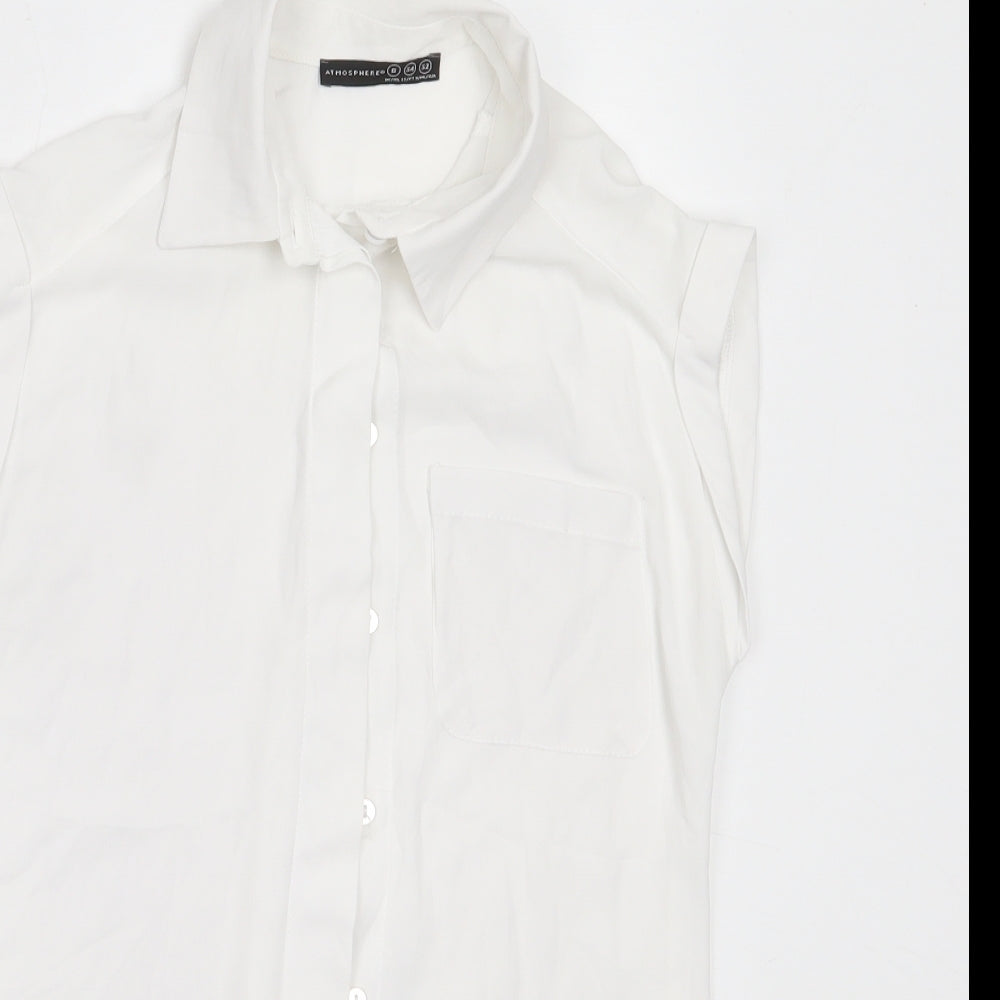Atmosphere Womens Ivory  Polyester Basic Button-Up Size 6 Collared