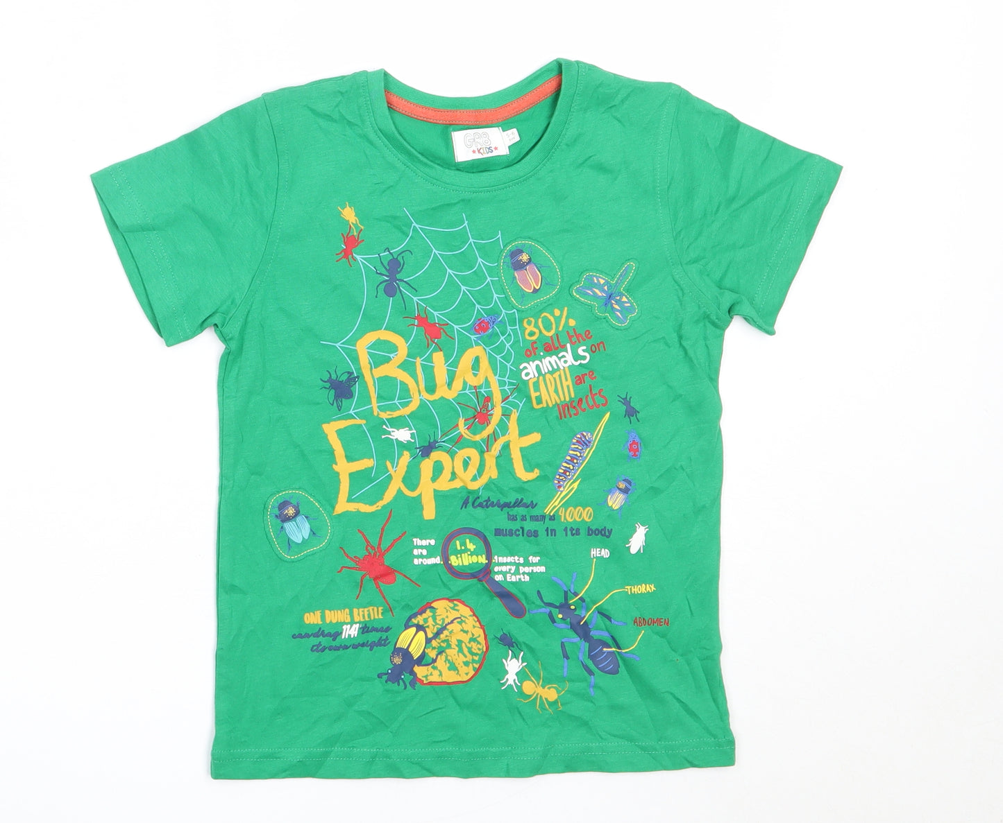 Gr8 Kids Boys Green  Cotton Basic T-Shirt Size 5-6 Years Roll Neck