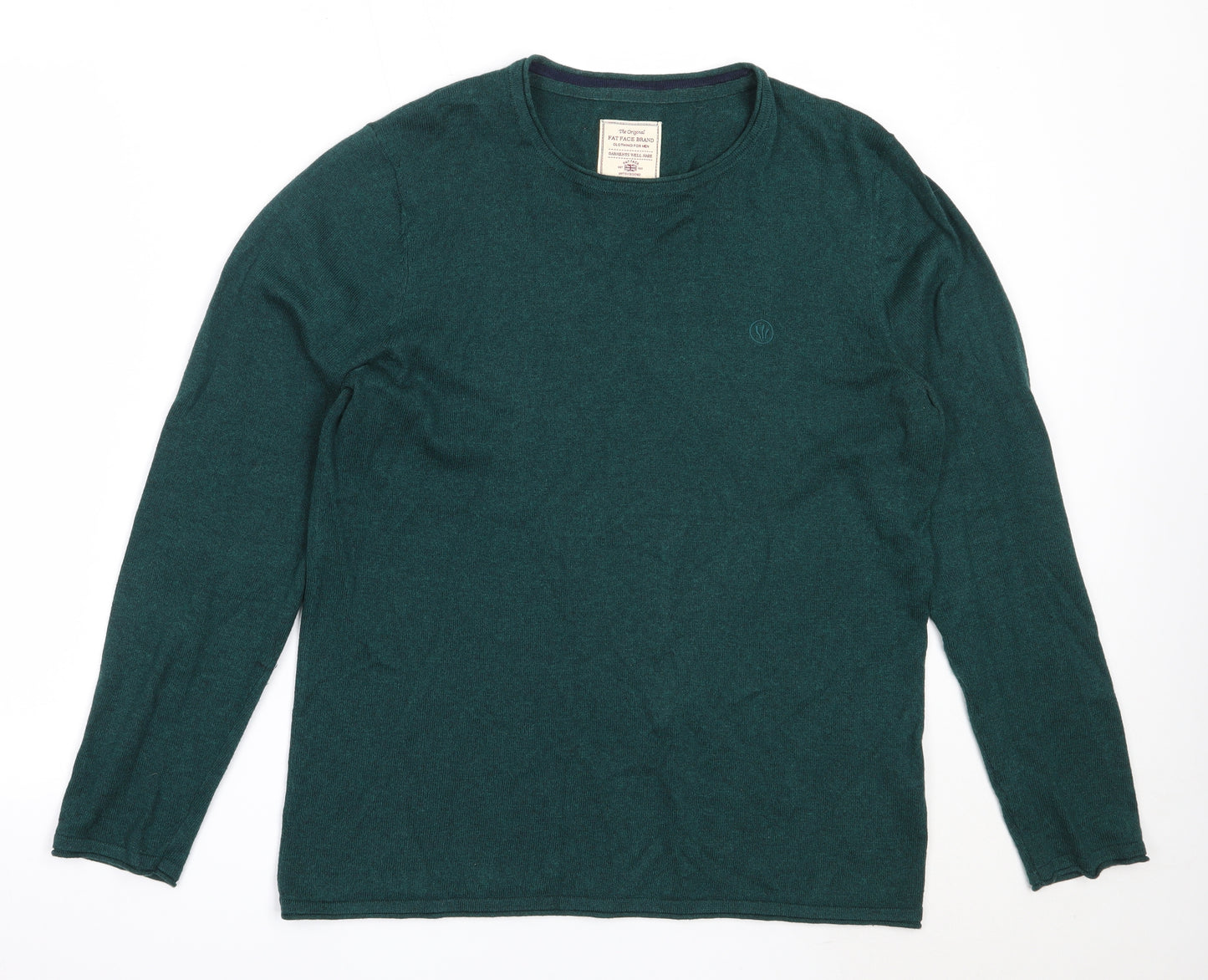 Fat Face Mens Green Round Neck  Cotton Pullover Jumper Size M