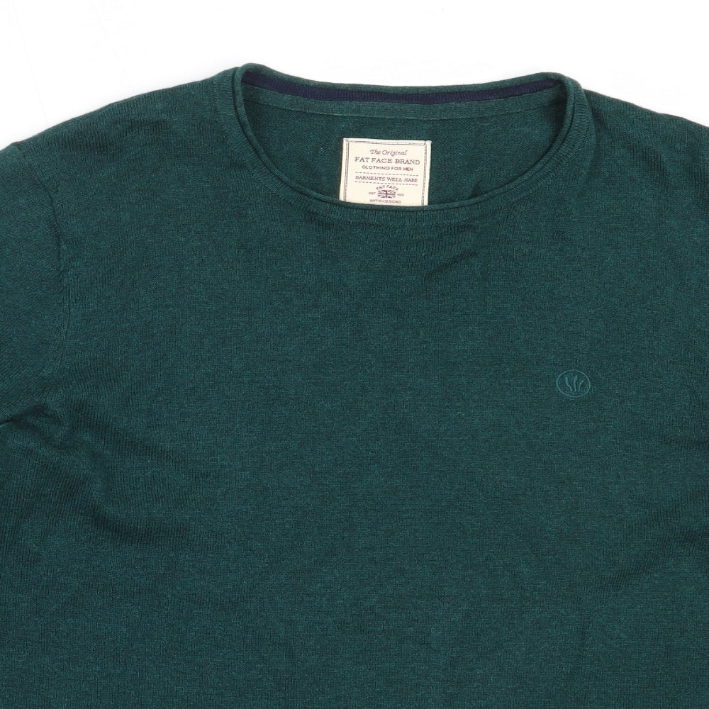 Fat Face Mens Green Round Neck  Cotton Pullover Jumper Size M