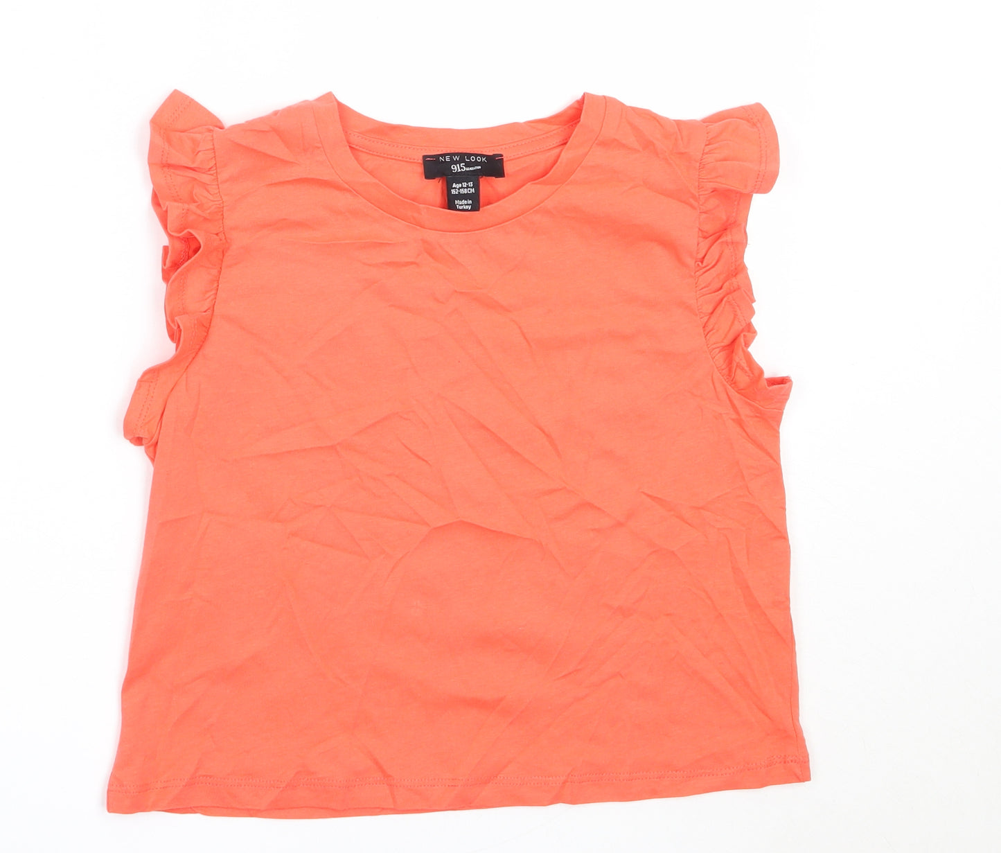 New Look Girls Orange  Cotton Basic Tank Size 12-13 Years Round Neck