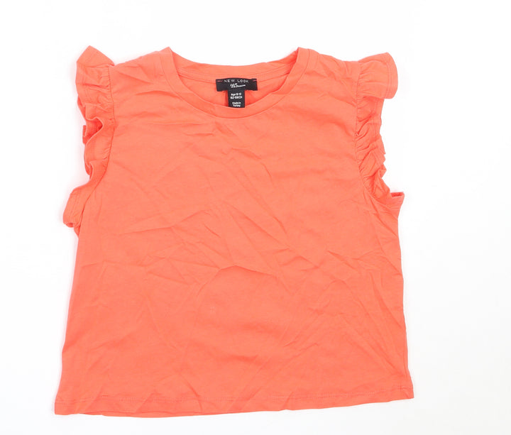 New Look Girls Orange  Cotton Basic Tank Size 12-13 Years Round Neck