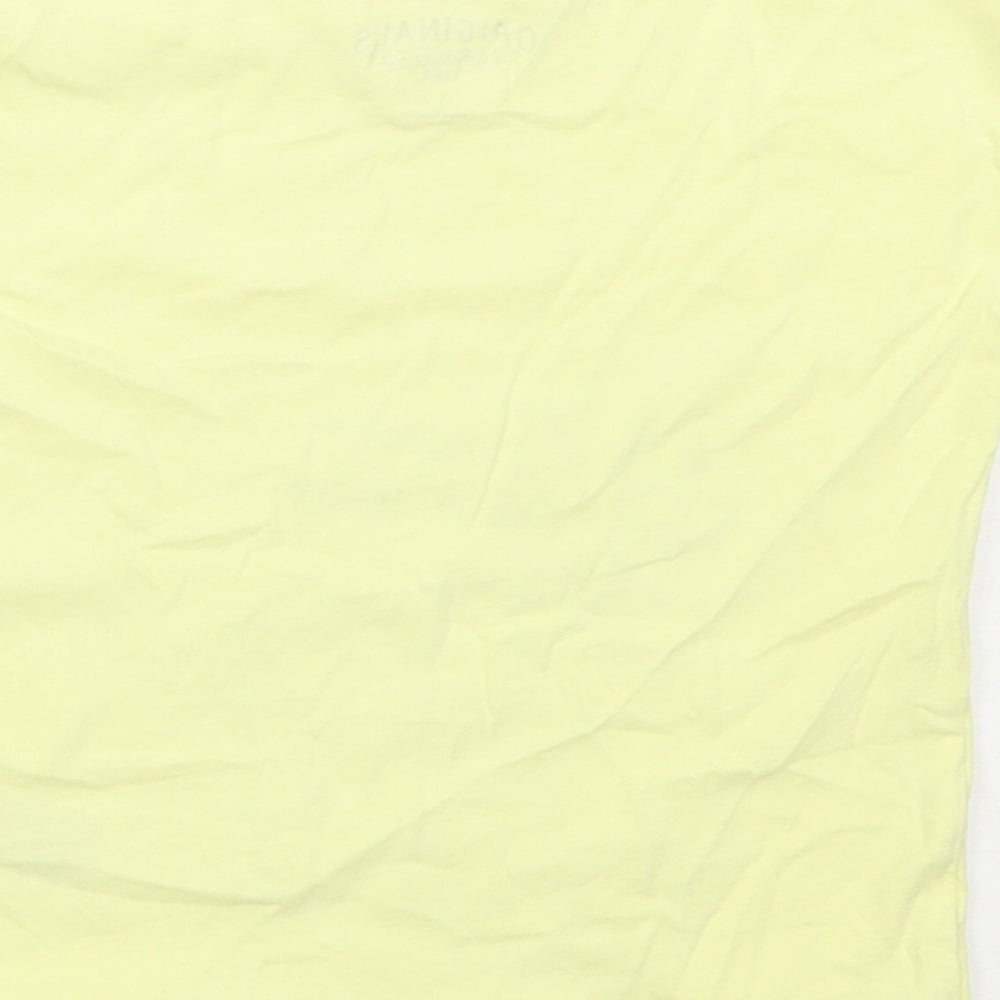 Marks and Spencer Girls Yellow  Cotton Basic T-Shirt Size 2-3 Years Round Neck