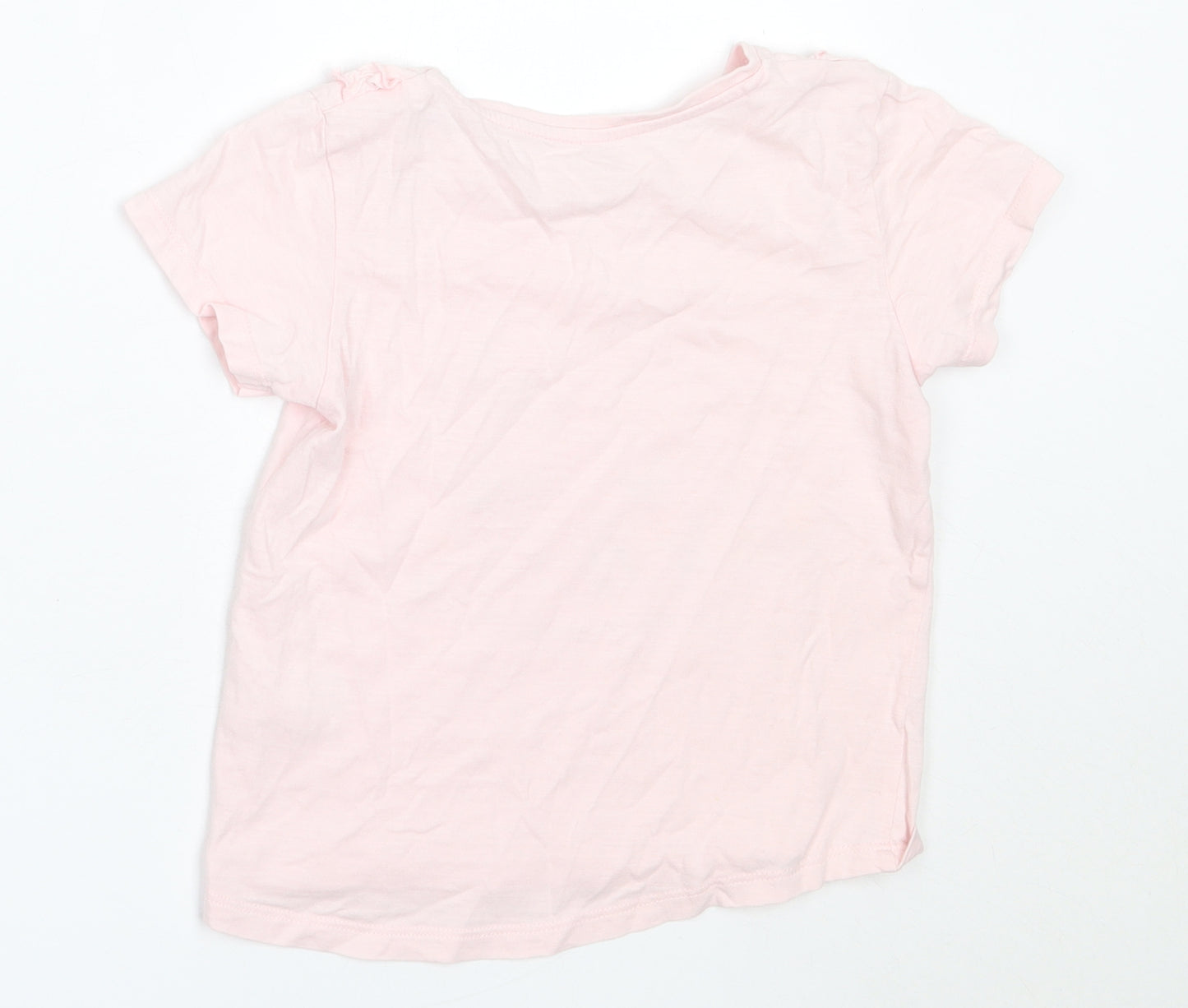 Matalan Girls Pink  Cotton Basic T-Shirt Size 3-4 Years Round Neck
