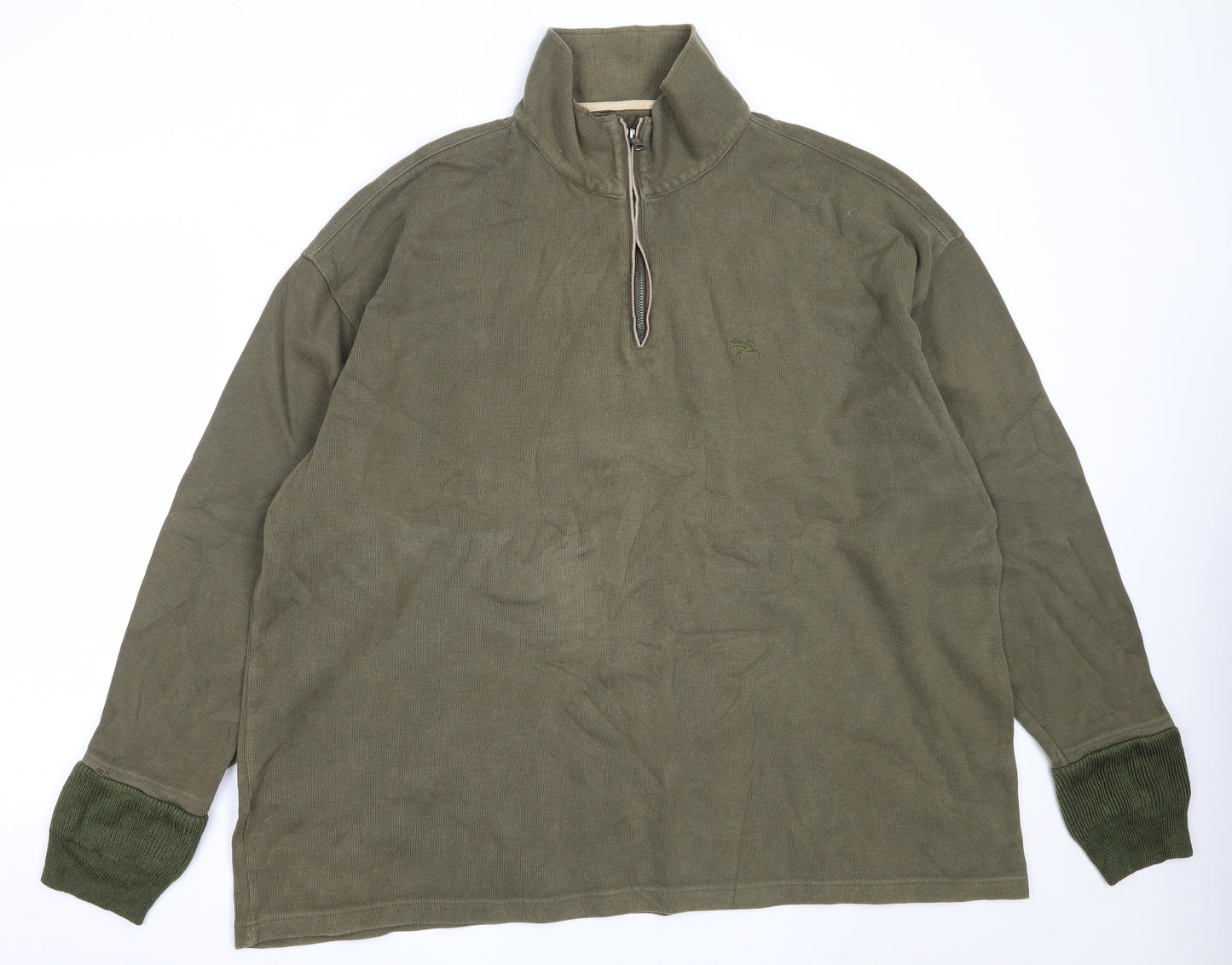 Preworn Mens Green  Cotton Henley Sweatshirt Size 4XL