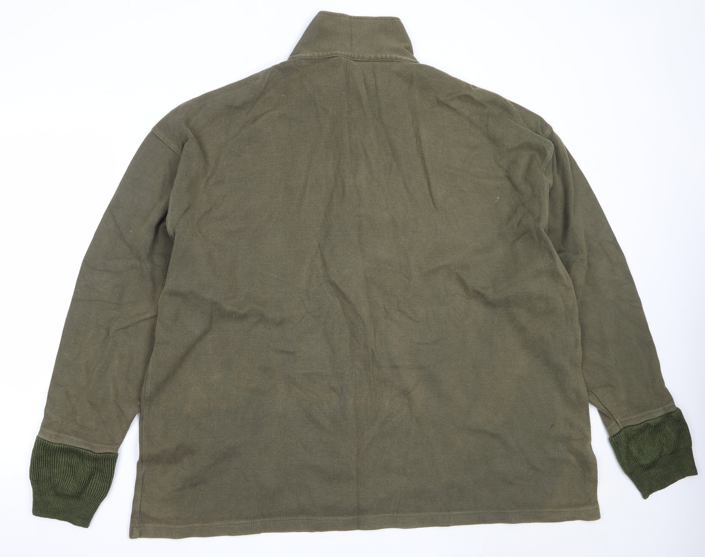 Preworn Mens Green  Cotton Henley Sweatshirt Size 4XL