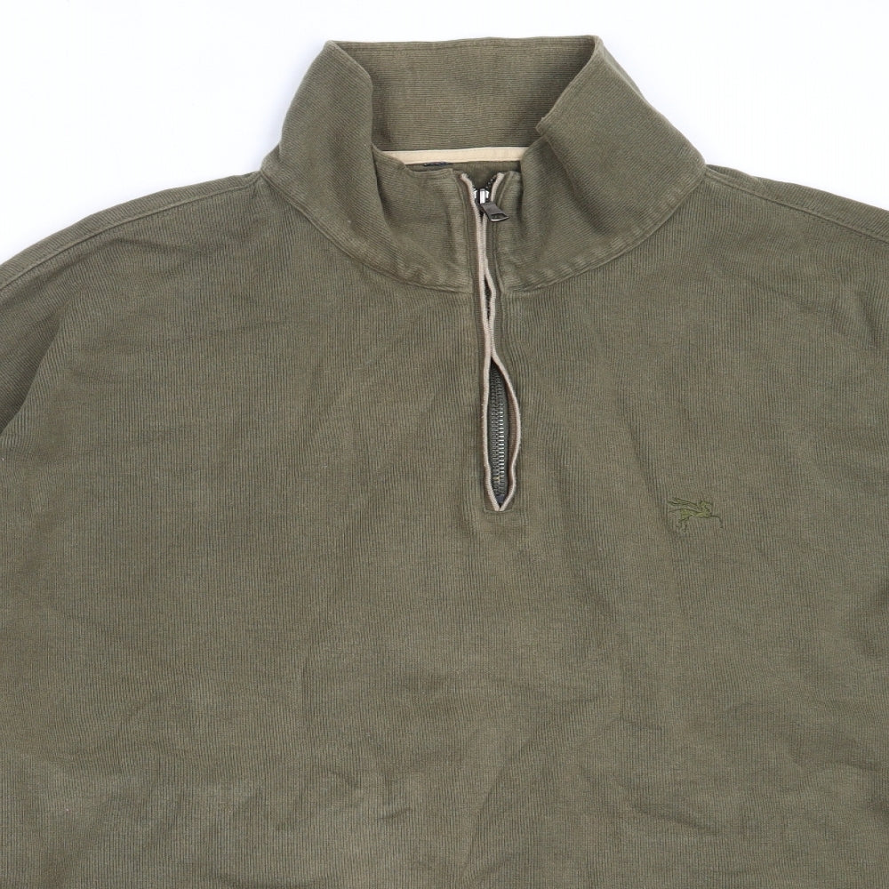 Preworn Mens Green  Cotton Henley Sweatshirt Size 4XL