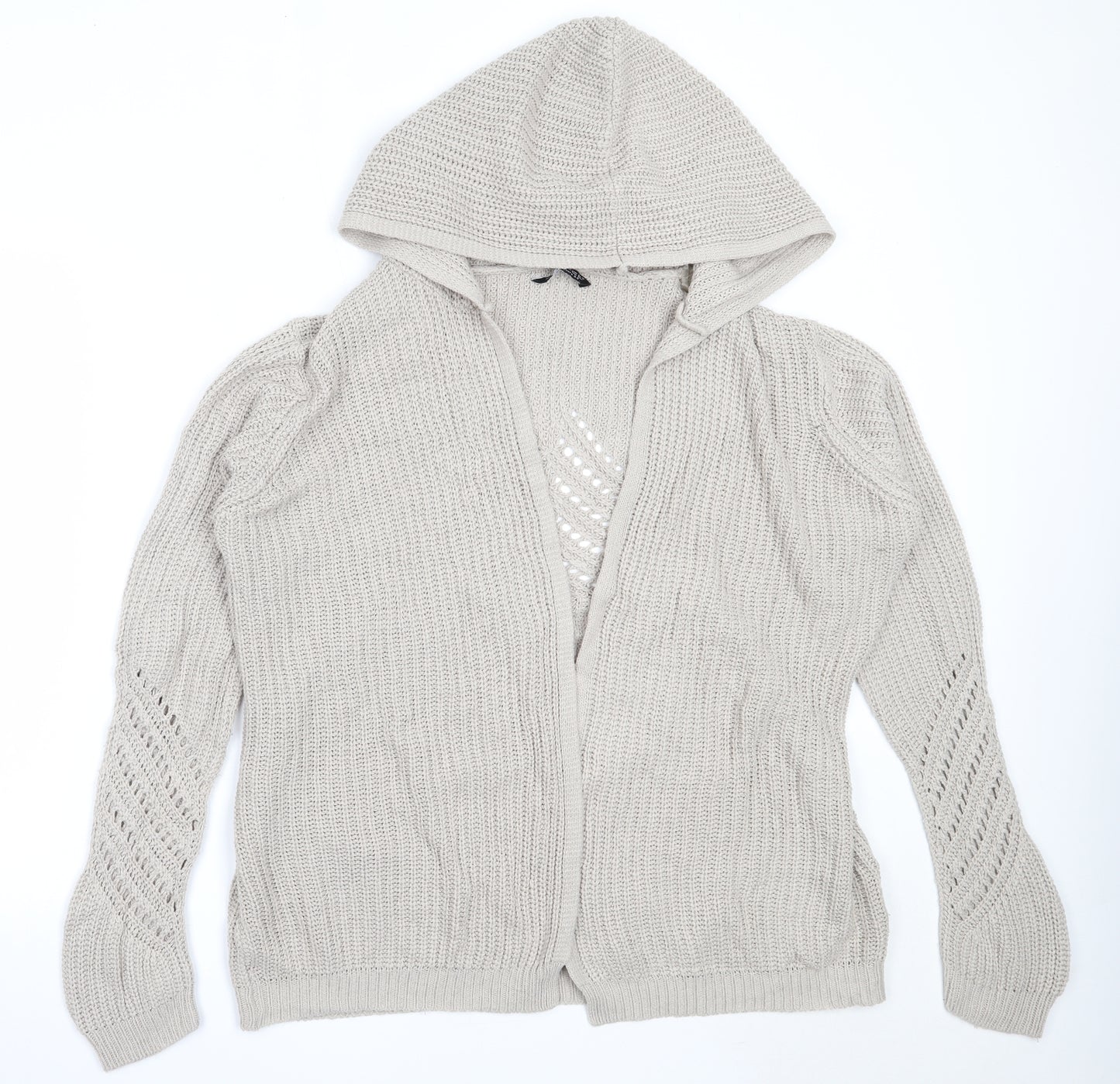 Select Womens Beige Round Neck  Acrylic Cardigan Jumper Size 16