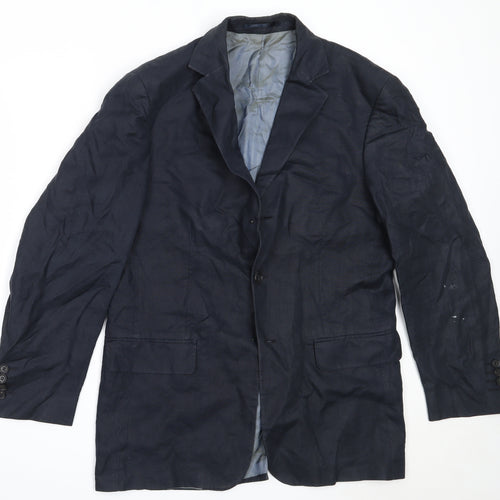 Code Mens Blue  Linen Jacket Blazer Size 40