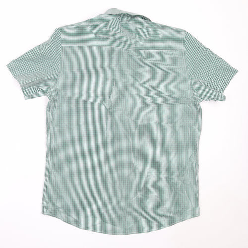 Dimensions Mens Green Check Cotton  Button-Up Size 16 Collared