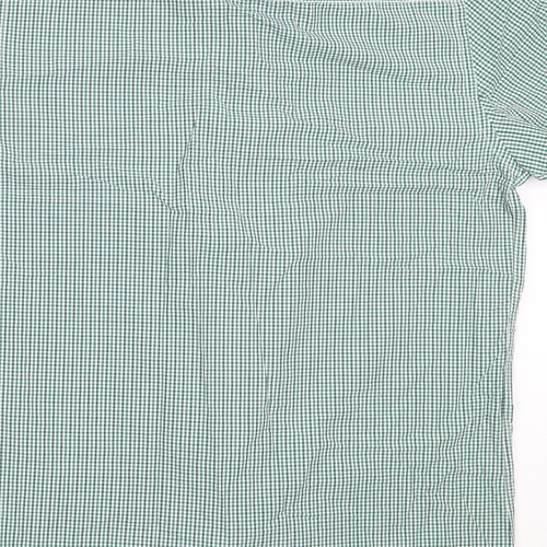 Dimensions Mens Green Check Cotton  Button-Up Size 16 Collared