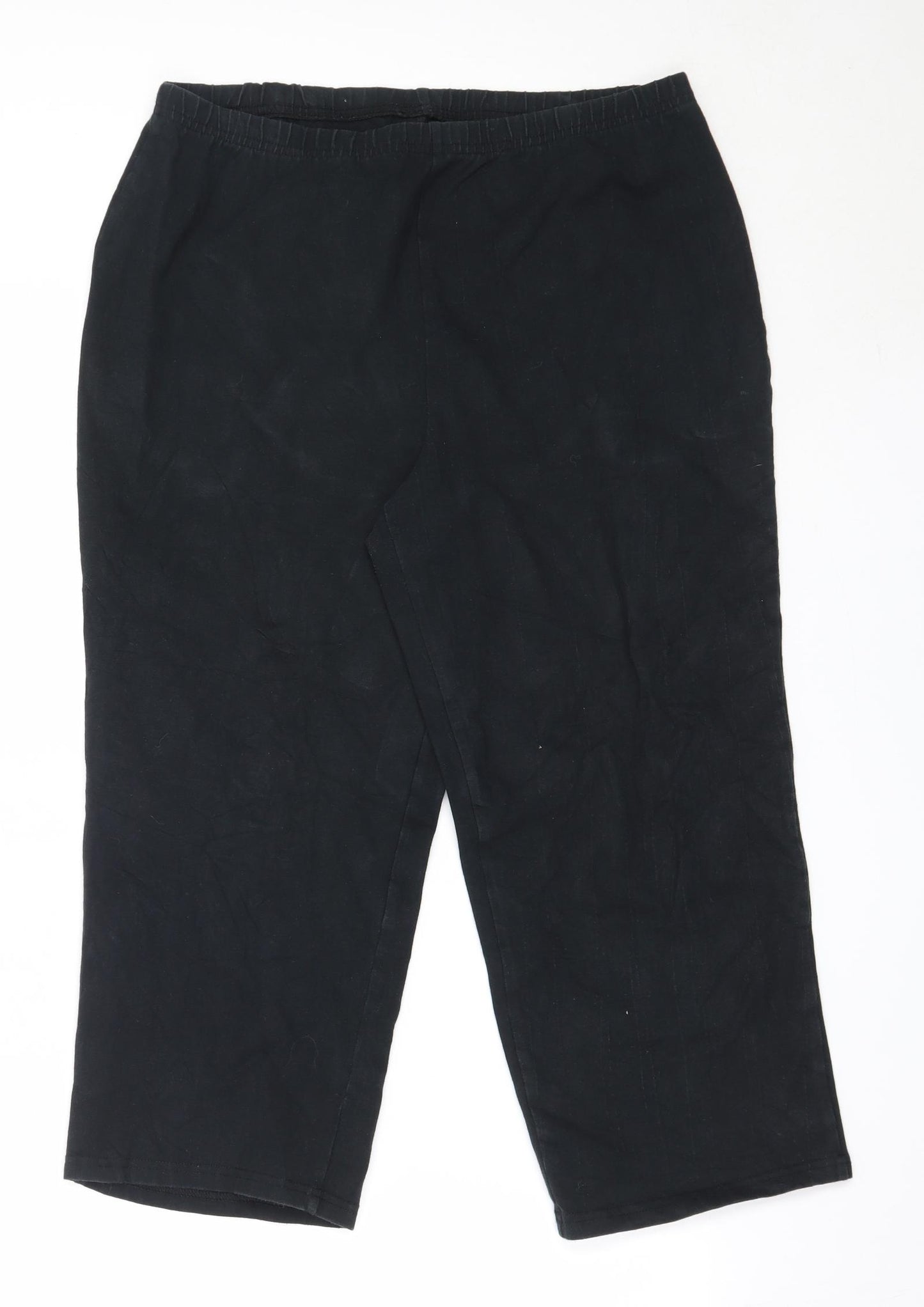 Preworn Womens Black  Cotton Cropped Trousers Size L L21 in Regular