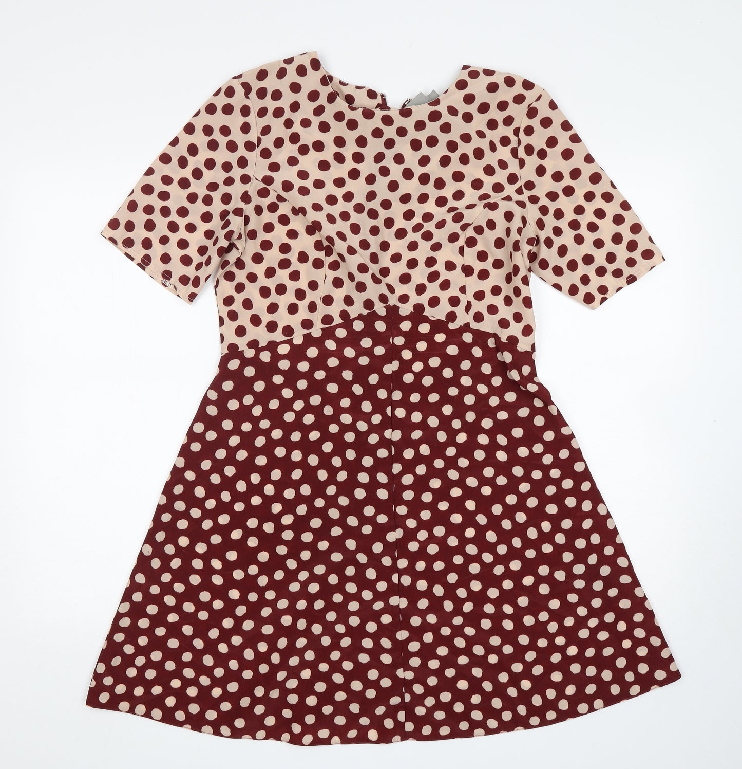 ASOS Womens Multicoloured Polka Dot Polyester A-Line  Size 10  Round Neck
