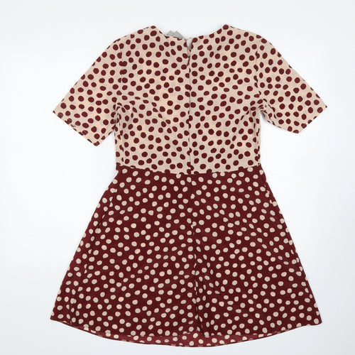 ASOS Womens Multicoloured Polka Dot Polyester A-Line  Size 10  Round Neck