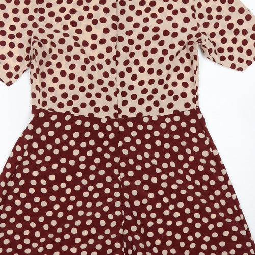 ASOS Womens Multicoloured Polka Dot Polyester A-Line  Size 10  Round Neck
