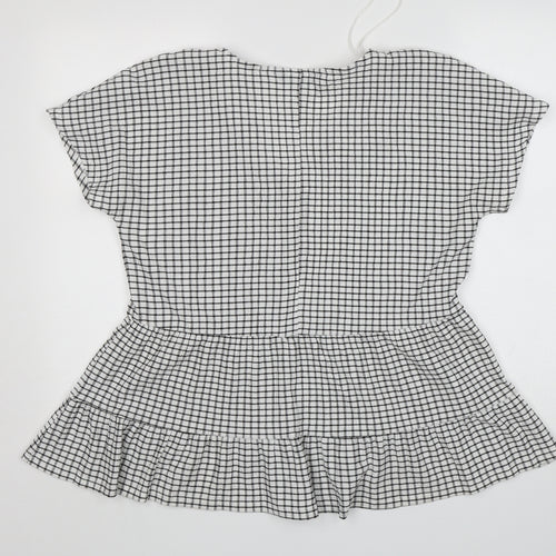 F&F Womens Multicoloured Check Polyester Basic Blouse Size 10 V-Neck