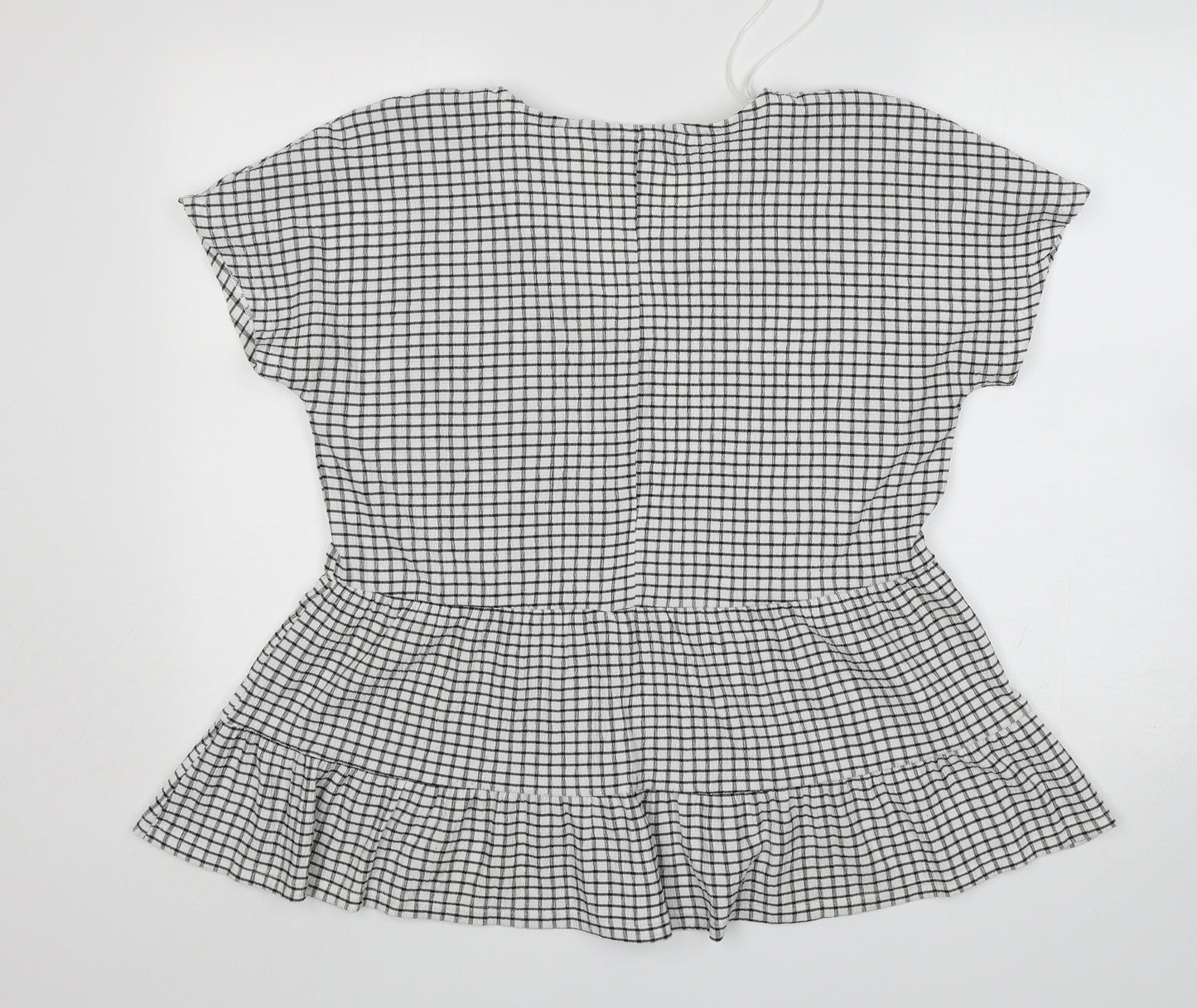 F&F Womens Multicoloured Check Polyester Basic Blouse Size 10 V-Neck