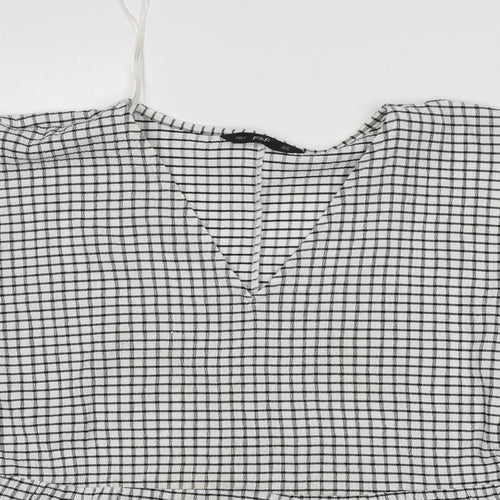 F&F Womens Multicoloured Check Polyester Basic Blouse Size 10 V-Neck