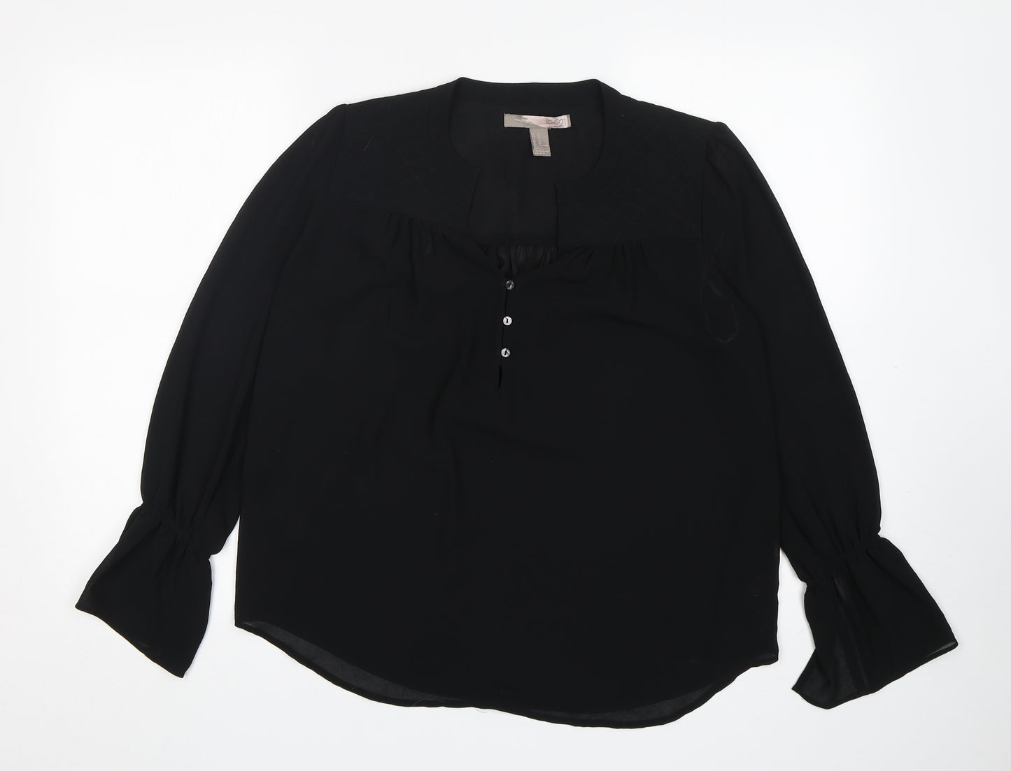 Love 21 Womens Black  Polyester Basic Blouse Size XS V-Neck