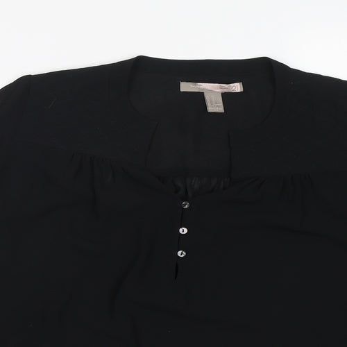 Love 21 Womens Black  Polyester Basic Blouse Size XS V-Neck